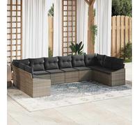 vidaXL Set di divani con cuscino 10 pcs Grigio polyrattan