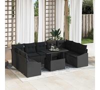 vidaXL Set di divani con cuscino 10 pcs Nero polyrattan