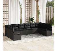vidaXL Set di divani con cuscino 10 pcs Nero polyrattan