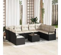 vidaXL Set di divani con cuscino 10 pcs Nero polyrattan
