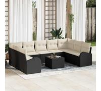 vidaXL Set di divani con cuscino 10 pcs Nero Rattan in Polipropilene