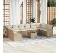 vidaXL Set di divani con cuscino 11 pcs Beige polyrattan
