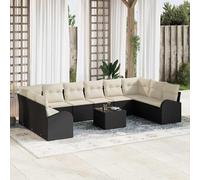 vidaXL Set di divani con cuscino 11 pcs Nero Polyrattan