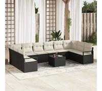 vidaXL Set di divani con cuscino 11 pcs Nero polyrattan