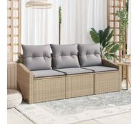 vidaXL Set di divani con cuscino 3 pcs Beige polyrattan