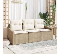 vidaXL Set di divani con cuscino 3 pcs Beige polyrattan