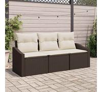 vidaXL Set di divani con cuscino 3 pcs Marrone polyrattan