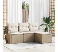 vidaXL Set di divani con cuscino 4 pcs Beige e Crema polyrattan