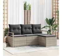 vidaXL Set di divani con cuscino 4 pcs Grigio chiaro polyrattan