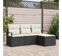 vidaXL Set di divani con cuscino 4 pcs Nero e Crema polyrattan