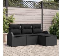 vidaXL Set di divani con cuscino 4 pcs Nero polyrattan