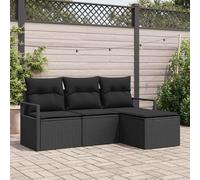 vidaXL Set di divani con cuscino 4 pcs Nero polyrattan