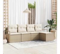 vidaXL Set di divani con cuscino 5 pcs Beige e Crema polyrattan