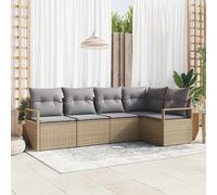 vidaXL Set di divani con cuscino 5 pcs Beige polyrattan
