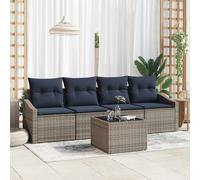 vidaXL Set di divani con cuscino 5 pcs Grigio e Blu Navy polyrattan