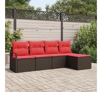 Set di divani con cuscino 5 pcs Marrone polyrattan