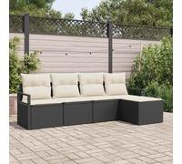 vidaXL Set di divani con cuscino 5 pcs Nero e Crema polyrattan