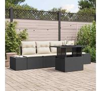 vidaXL Set di divani con cuscino 5 pcs Nero e Crema polyrattan