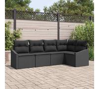 vidaXL Set di divani con cuscino 5 pcs Nero polyrattan