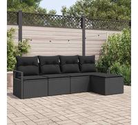 vidaXL Set di divani con cuscino 5 pcs Nero polyrattan