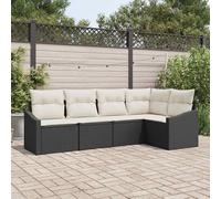 vidaXL Set di divani con cuscino 5 pcs Nero polyrattan