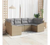vidaXL Set di divani con cuscino 6 pcs Beige polyrattan