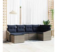 vidaXL Set di divani con cuscino 6 pcs Grigio e Blu Navy polyrattan