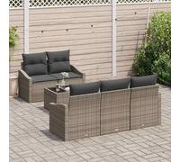 vidaXL Set di divani con cuscino 6 pcs Grigio polyrattan