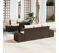 vidaXL Set di divani con cuscino 6 pcs Marrone e Crema polyrattan