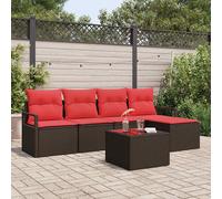 vidaXL Set di divani con cuscino 6 pcs Marrone polyrattan