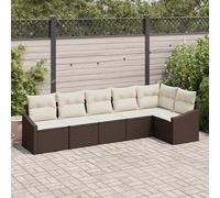 vidaXL Set di divani con cuscino 6 pcs Marrone polyrattan