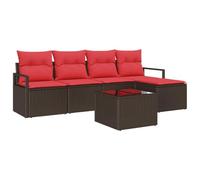 vidaXL Set di divani con cuscino 6 pcs Marrone polyrattan, Set di divani da esterno, design modulare, rattan resistente, leggero, UV-resistente, perfetto per il patio o il giardino