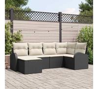 vidaXL Set di divani con cuscino 6 pcs Nero e Bianco polyrattan