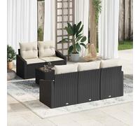 vidaXL Set di divani con cuscino 6 pcs Nero e Crema polyrattan