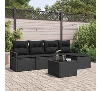 vidaXL Set di divani con cuscino 6 pcs Nero polyrattan