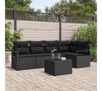 vidaXL Set di divani con cuscino 6 pcs Nero polyrattan