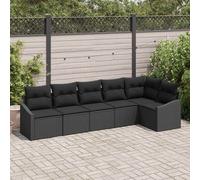 vidaXL Set di divani con cuscino 6 pcs Nero polyrattan