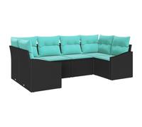 vidaXL Set di divani con cuscino 6 pcs Nero polyrattan, Set Divano Moderno da Esterno, Divano in Rattan, Comodo per Giardino, Terrazza o Patio, Resistente alle Intemperie