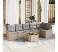 vidaXL Set di divani con cuscino 7 pcs Beige polyrattan