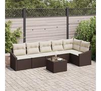 vidaXL Set di divani con cuscino 7 pcs Marrone polyrattan