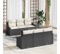 vidaXL Set di divani con cuscino 7 pcs Nero e Crema polyrattan