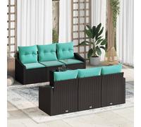 vidaXL Set di divani con cuscino 7 pcs Nero e Turchese polyrattan