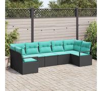 vidaXL Set di divani con cuscino 7 pcs Nero polyrattan, Divano modulare moderno per giardino e terrazza, materiali resistenti al sole, set sezionale, comodo e duraturo