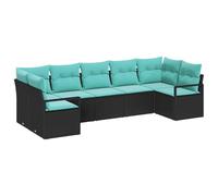 vidaXL Set di divani con cuscino 7 pcs Nero polyrattan, Divano modulare moderno per giardino e terrazza, materiali resistenti al sole, set sezionale, comodo e duraturo