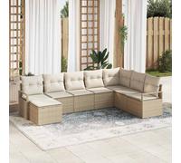 vidaXL Set di divani con cuscino 8 pcs Beige e Crema polyrattan