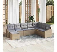 vidaXL Set di divani con cuscino 8 pcs Beige polyrattan
