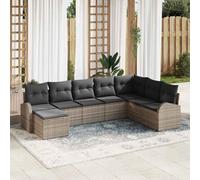 vidaXL Set di divani con cuscino 8 pcs Grigio polyrattan