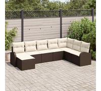 vidaXL Set di divani con cuscino 8 pcs Marrone e bianco polyrattan