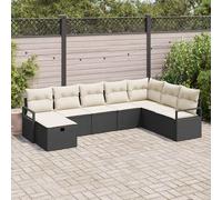 vidaXL Set di divani con cuscino 8 pcs Nero e Crema polyrattan