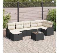 vidaXL Set di divani con cuscino 8 pcs Nero e Crema polyrattan